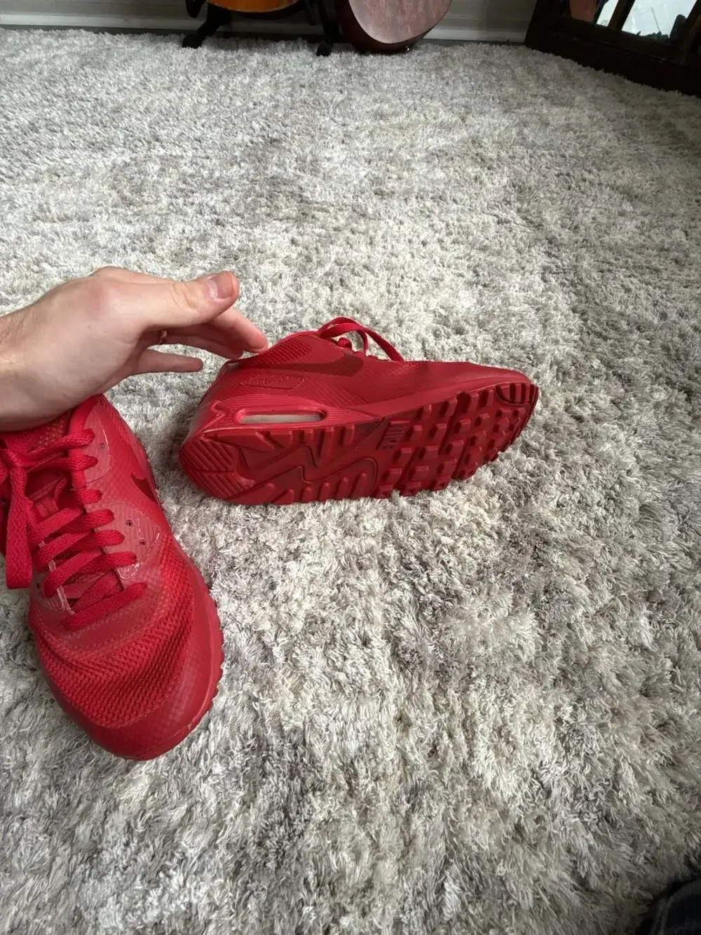 Nike Air Max 90 Hyperfuse PRM QS Red October ID Sneakers 653606-992 Size 7.5